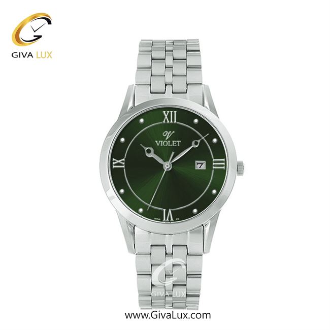 ساعت مچی اورجینال زنانه ویولت VIOLET نقره ای | نقره ای| سبز یشمی تیره| کد رفرنس 0578